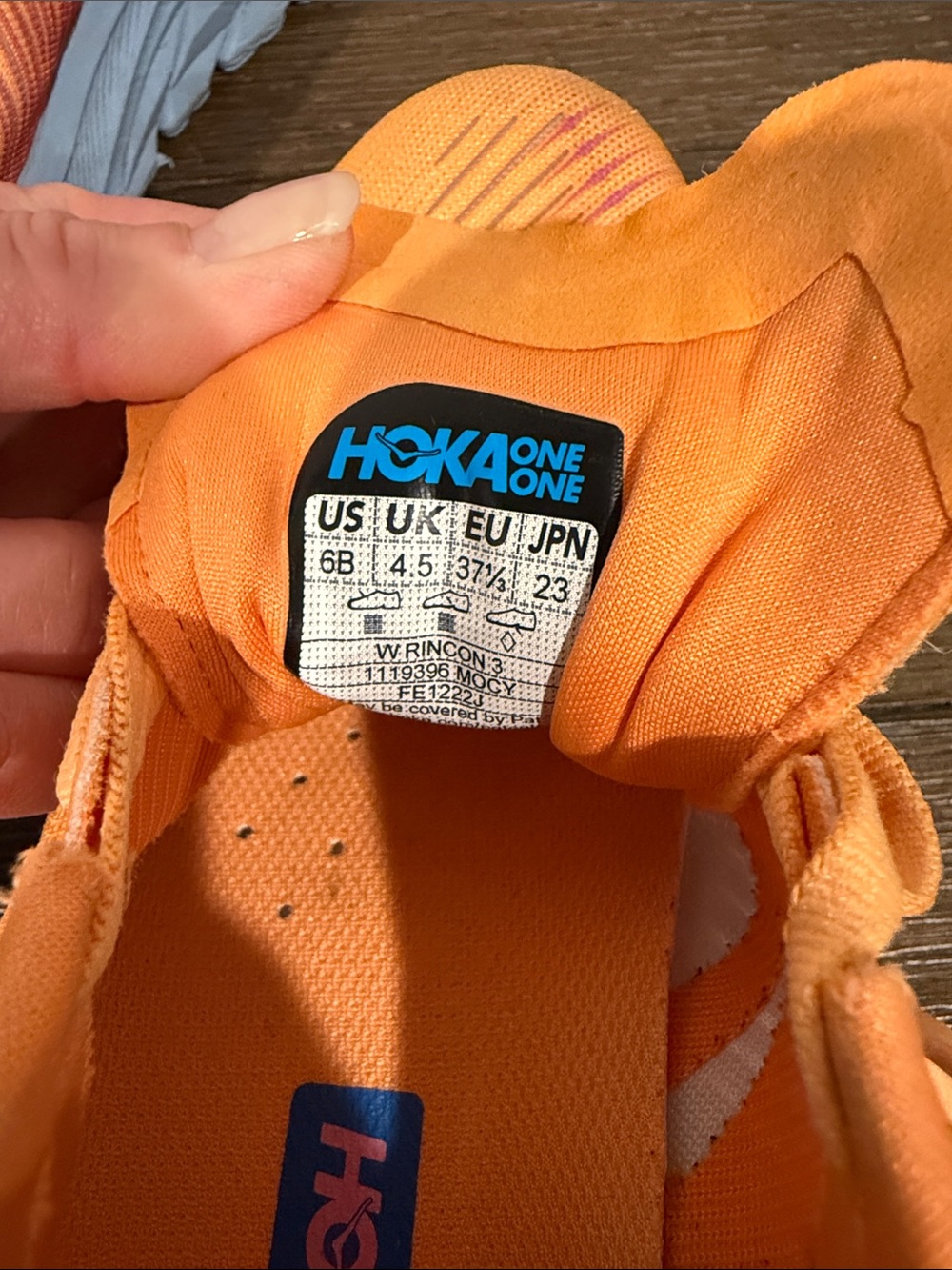 Hoka Women's Orange Pink Running Sneakers with Blue Logo - Picture 7 of 8